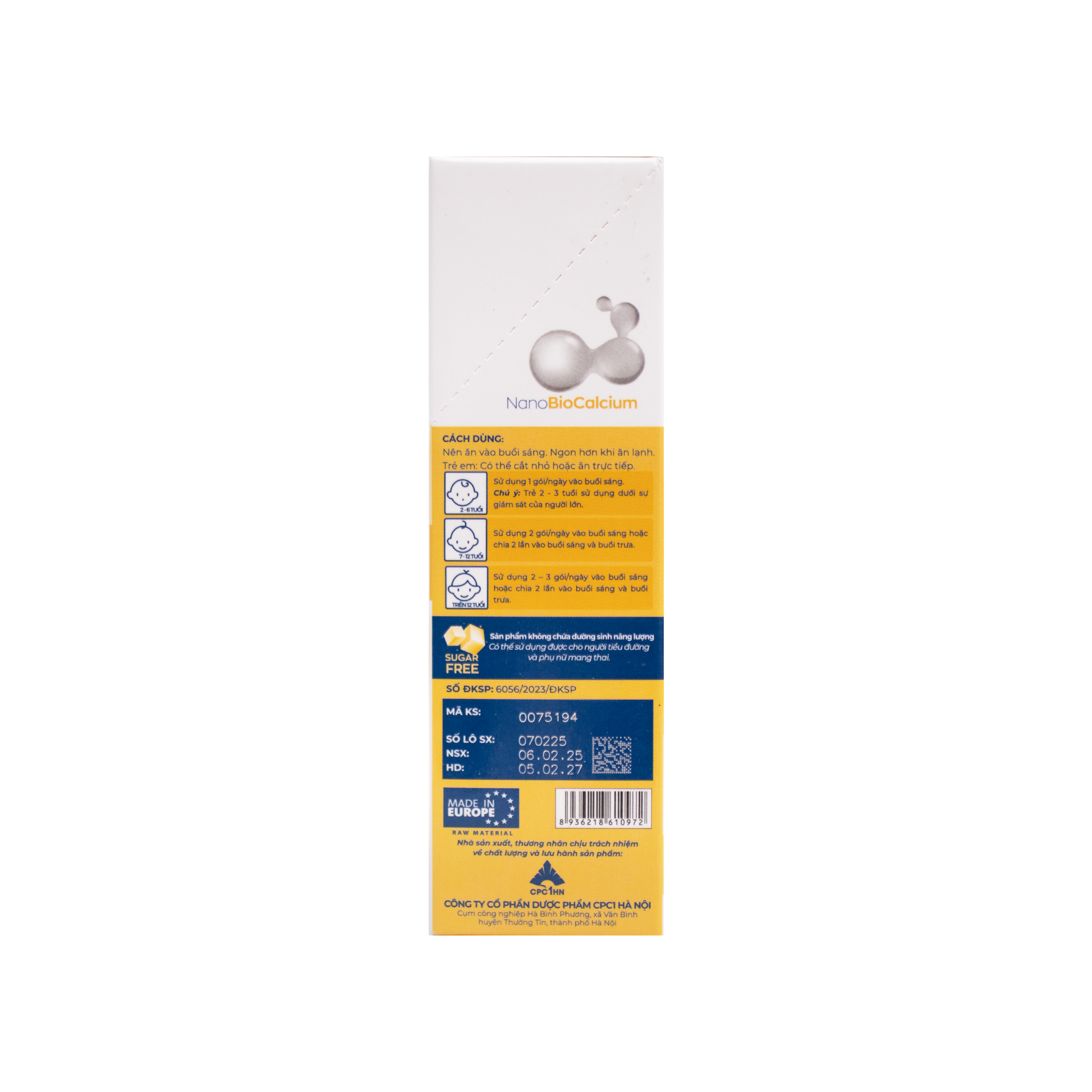 Thanh Dinh Dưỡng Cjel Calci Bổ Sung Canxi, Vitamin D3, Vitamin K2 Giúp Bé Phát Triển Chiều Cao, Tăng Cường Hấp Thu Canxi (Hộp 20 Gói)