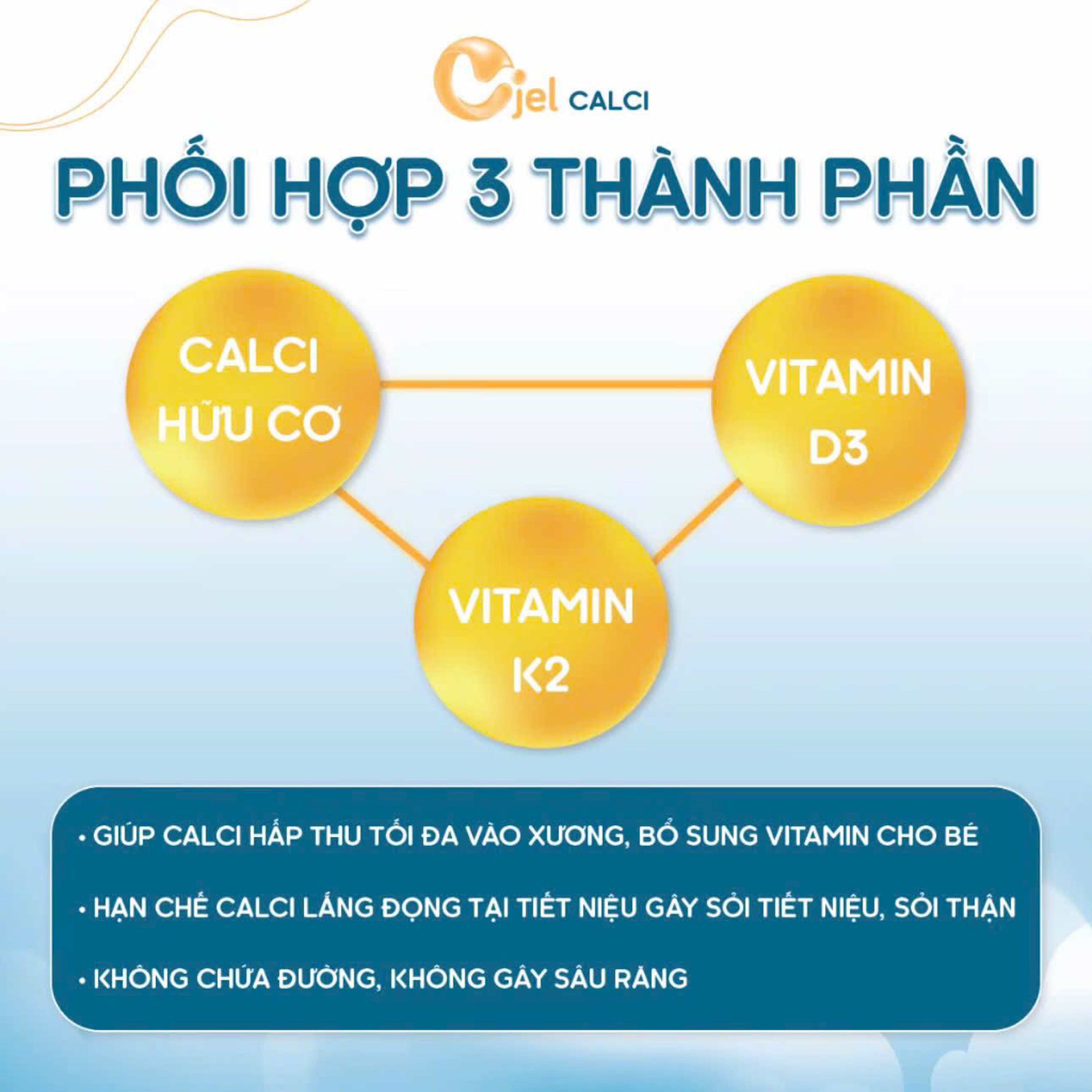 Thanh Dinh Dưỡng Cjel Calci Bổ Sung Canxi, Vitamin D3, Vitamin K2 Giúp Bé Phát Triển Chiều Cao, Tăng Cường Hấp Thu Canxi (Hộp 20 Gói)