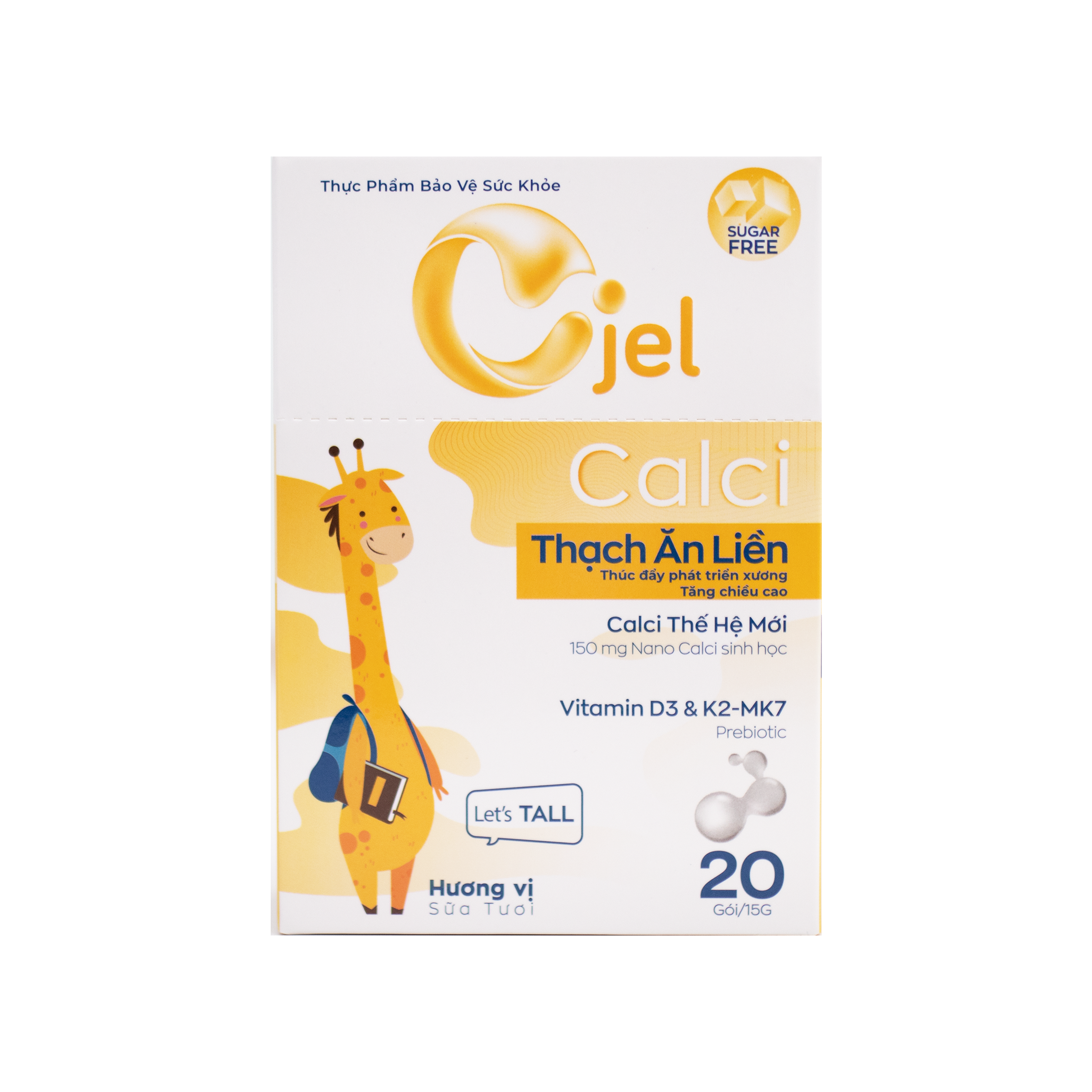 Thanh Dinh Dưỡng Cjel Calci Bổ Sung Canxi, Vitamin D3, Vitamin K2 Giúp Bé Phát Triển Chiều Cao, Tăng Cường Hấp Thu Canxi (Hộp 20 Gói)