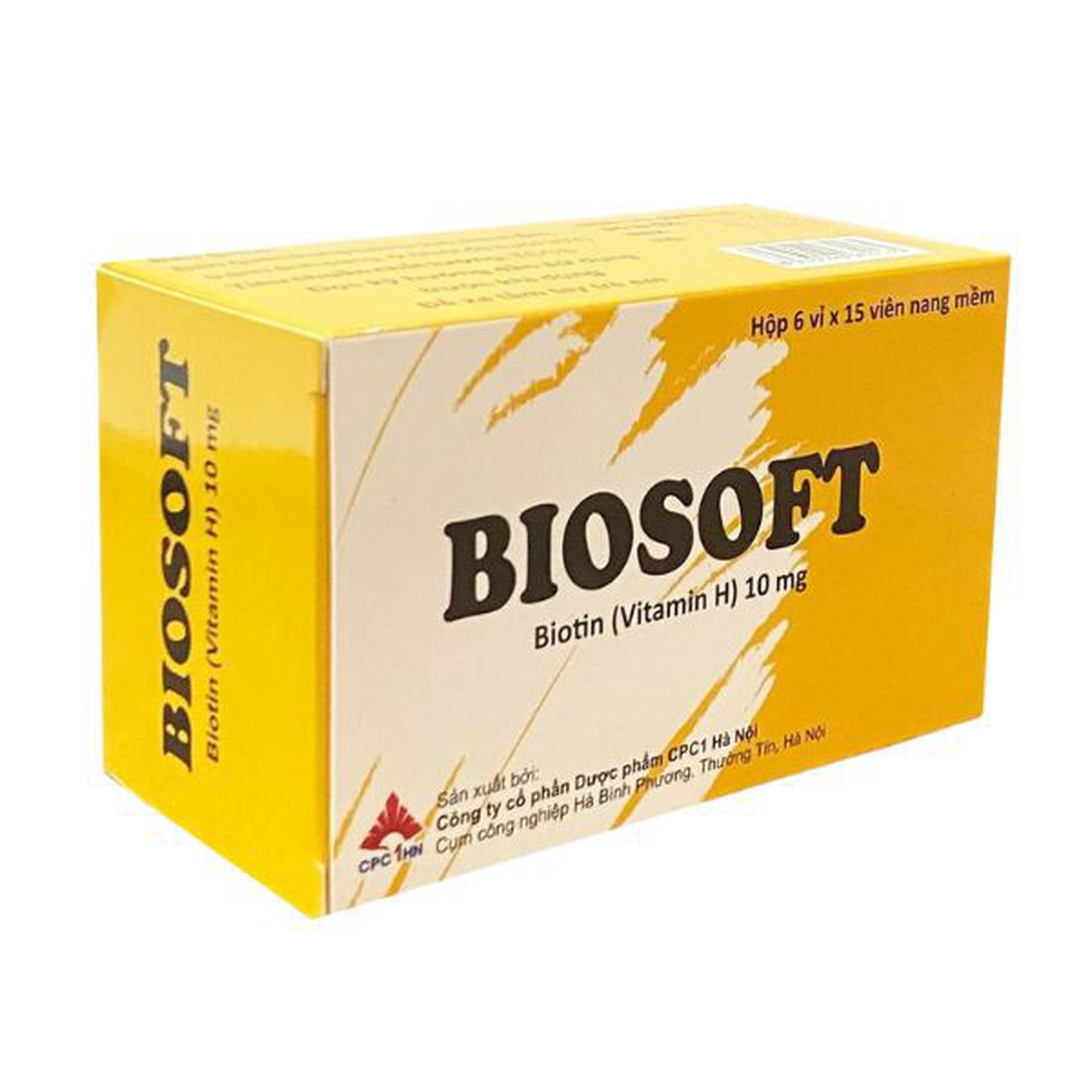 Biosoft bổ sung Biotin ngăn ngừa rụng tóc, viêm da, bong tróc da (Hộp 6 vỉ x 15 viên)