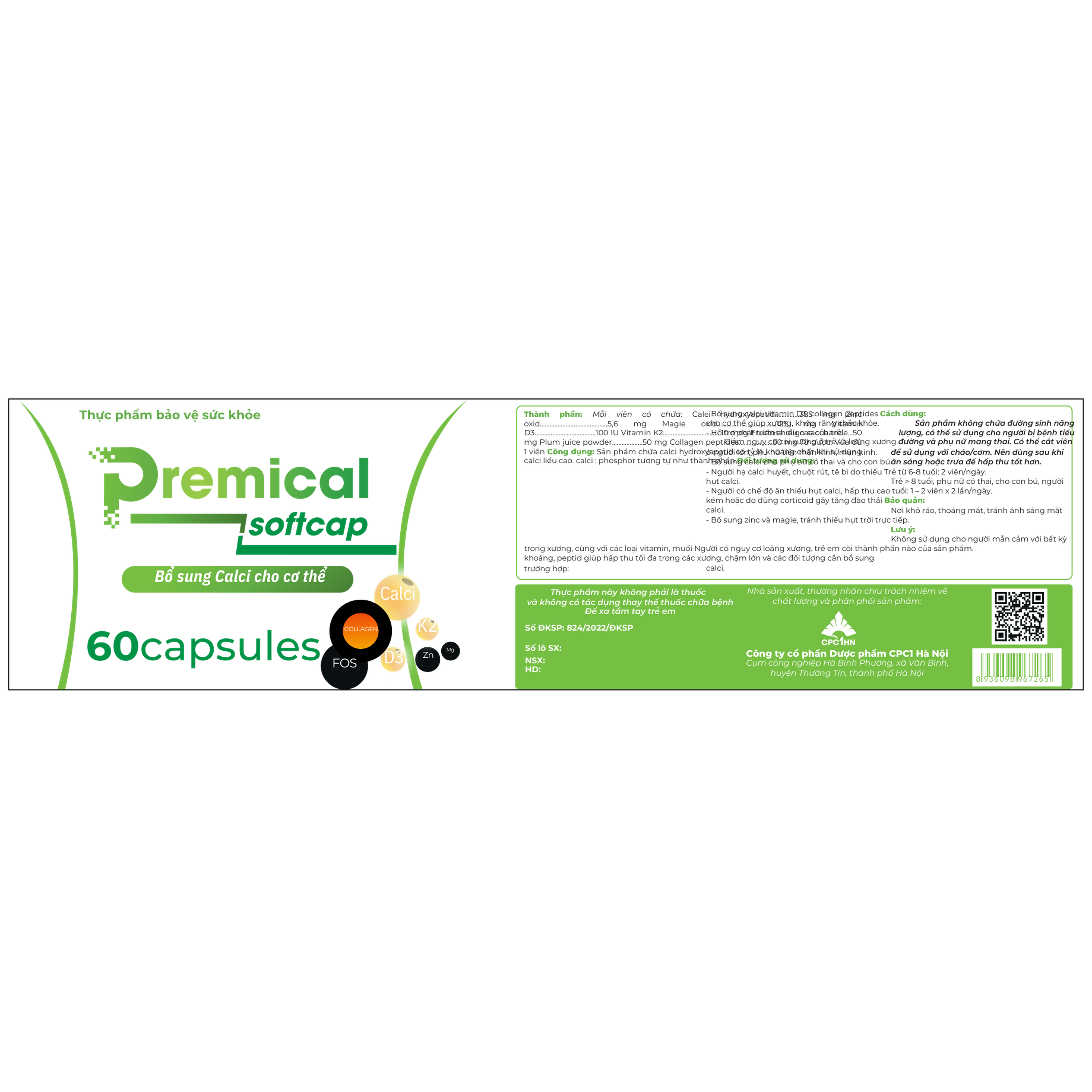 Viên Nang Mềm Premical Softcap Bổ Sung Calci Giảm Nguy Cơ Loãng Và Còi Xương (Lọ 30 viên, 60 viên)