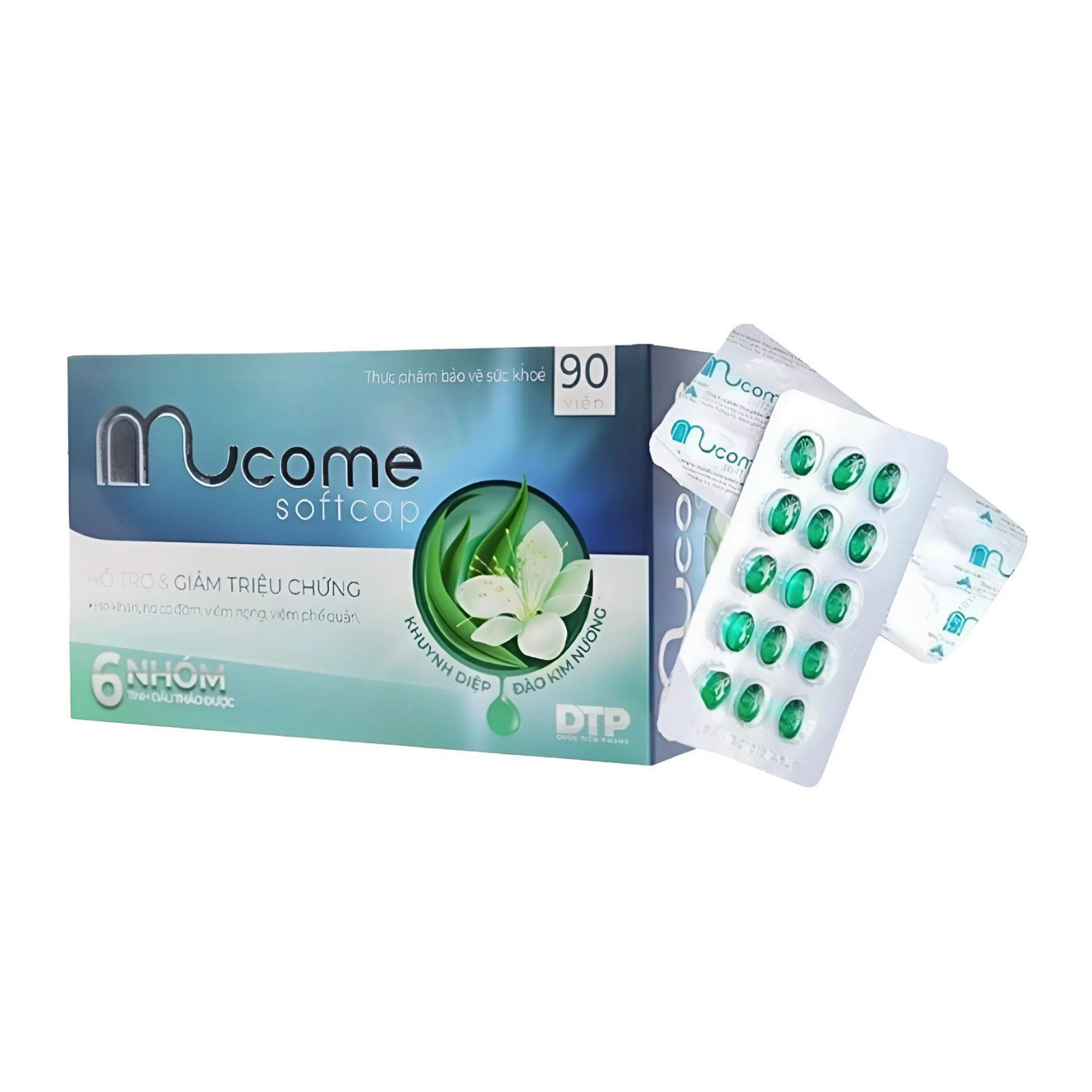 Viên Ngậm Mucome Softcap Hỗ Trợ Giảm Ho, Cảm, Khàn Tiếng, Đau Họng (Hộp 6 vỉ x 15 viên)