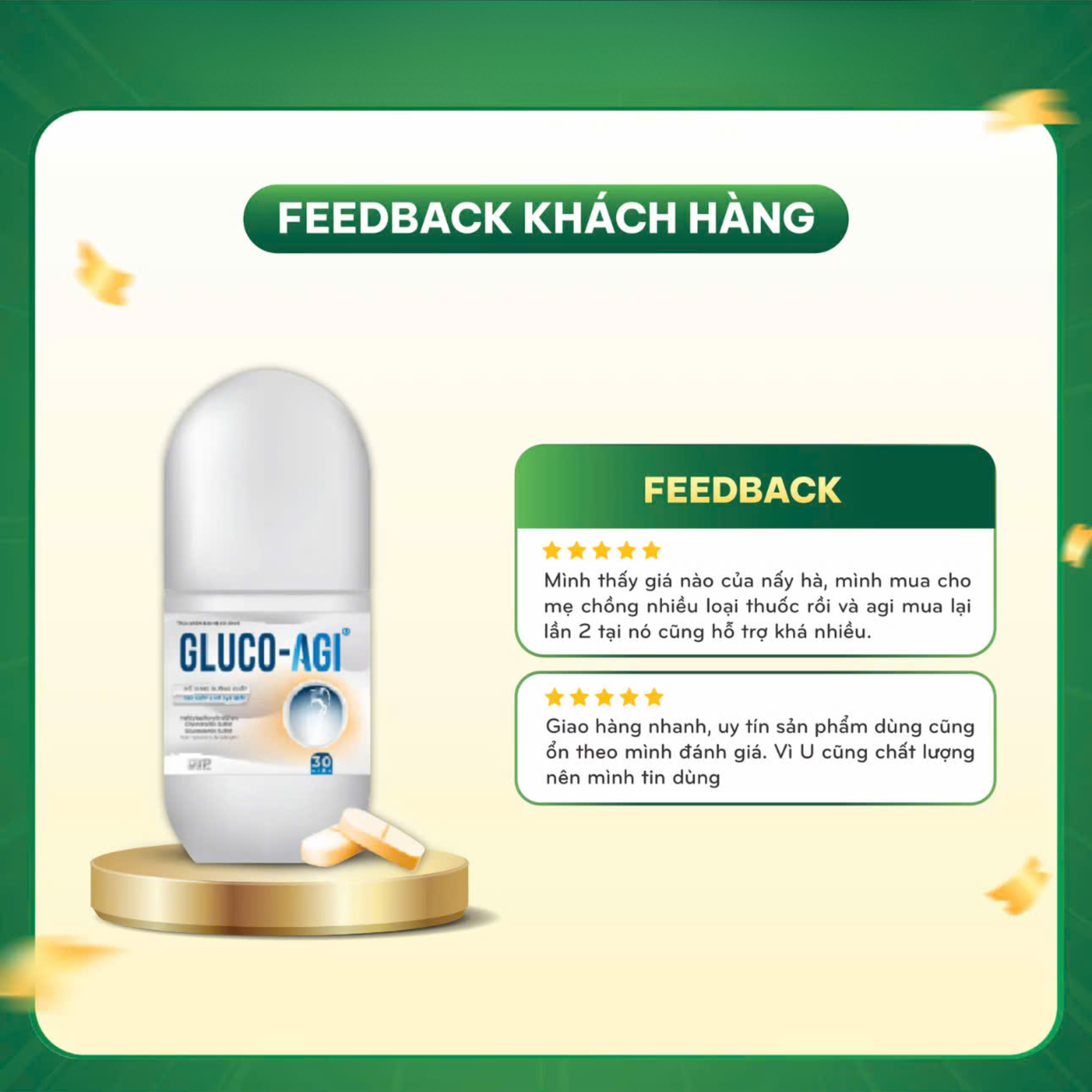 Viên uống Gluco-Agi hỗ trợ sụn khớp chắc khoẻ, bổ sung dưỡng chất cần thiết (Lọ 30 viên)