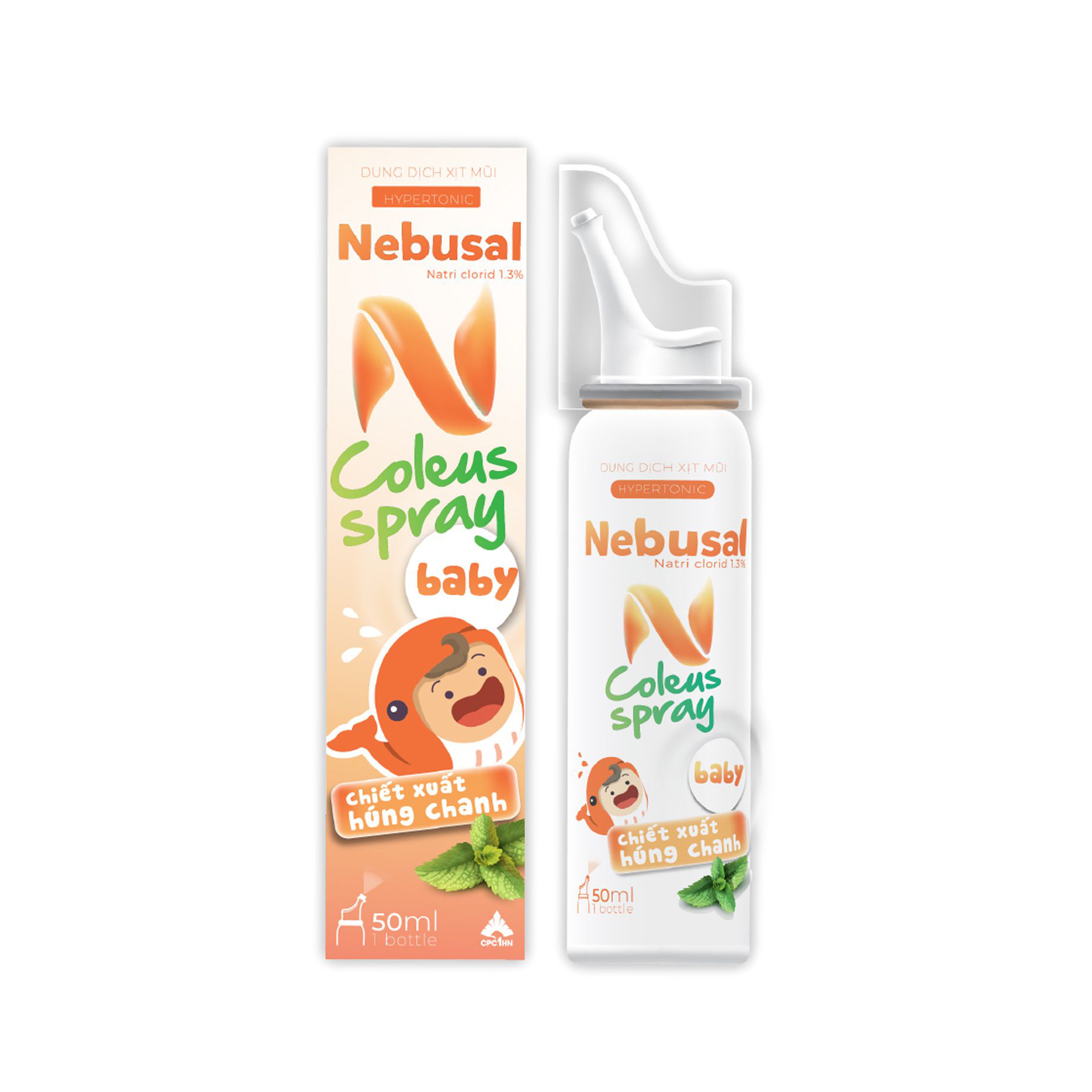 Xịt Mũi Nebusal Coleus Spray Baby 1.3% Vệ Sinh Mũi, Giảm Nghẹt Mũi & Sổ Mũi Hiệu Quả Cho Bé (Chai 50ml)
