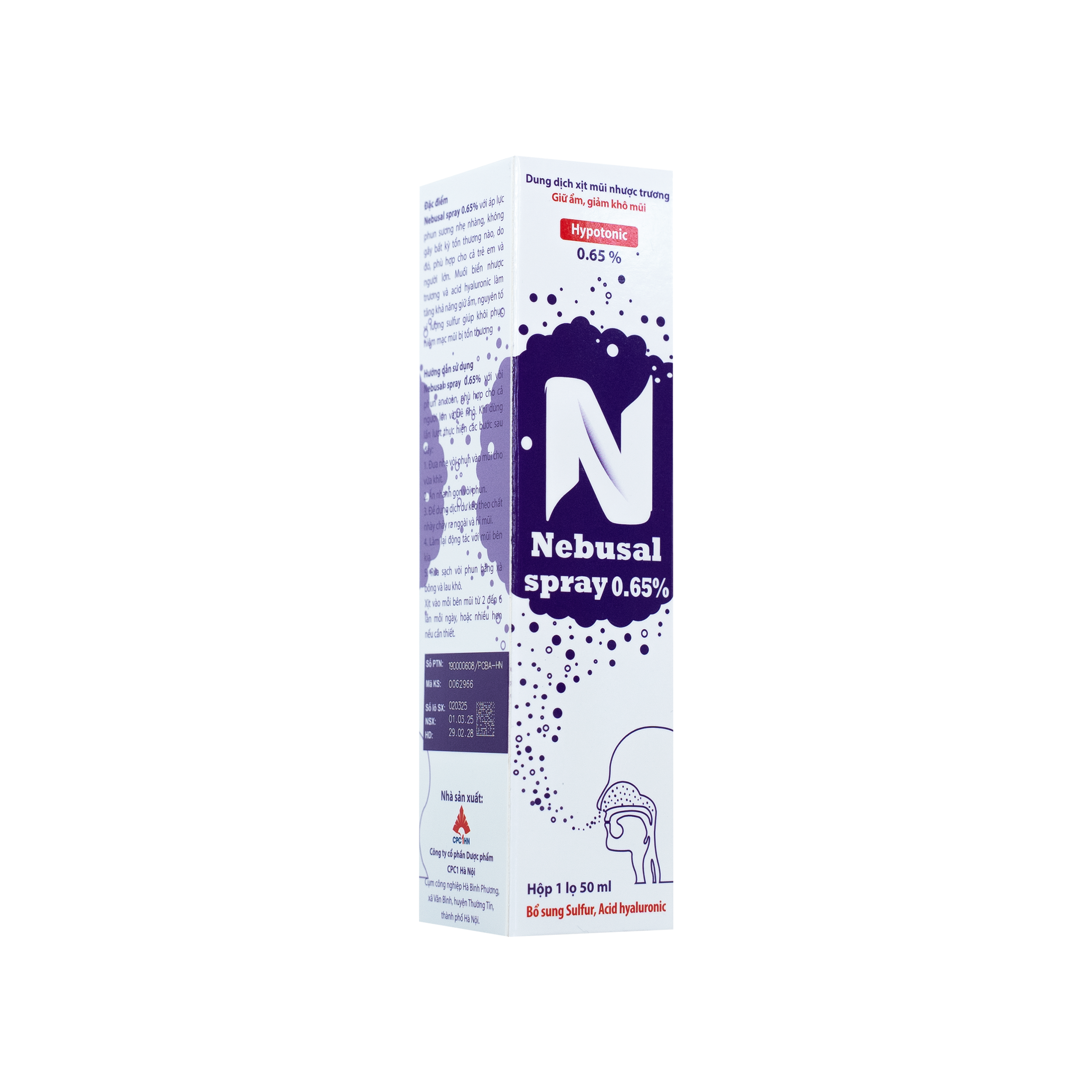 Xịt Mũi Nebusal Spray 0.65% Hỗ Trợ Phục Hồi Tổn Thương, Cấp Ẩm Cho Mũi (Lọ 50 ml)