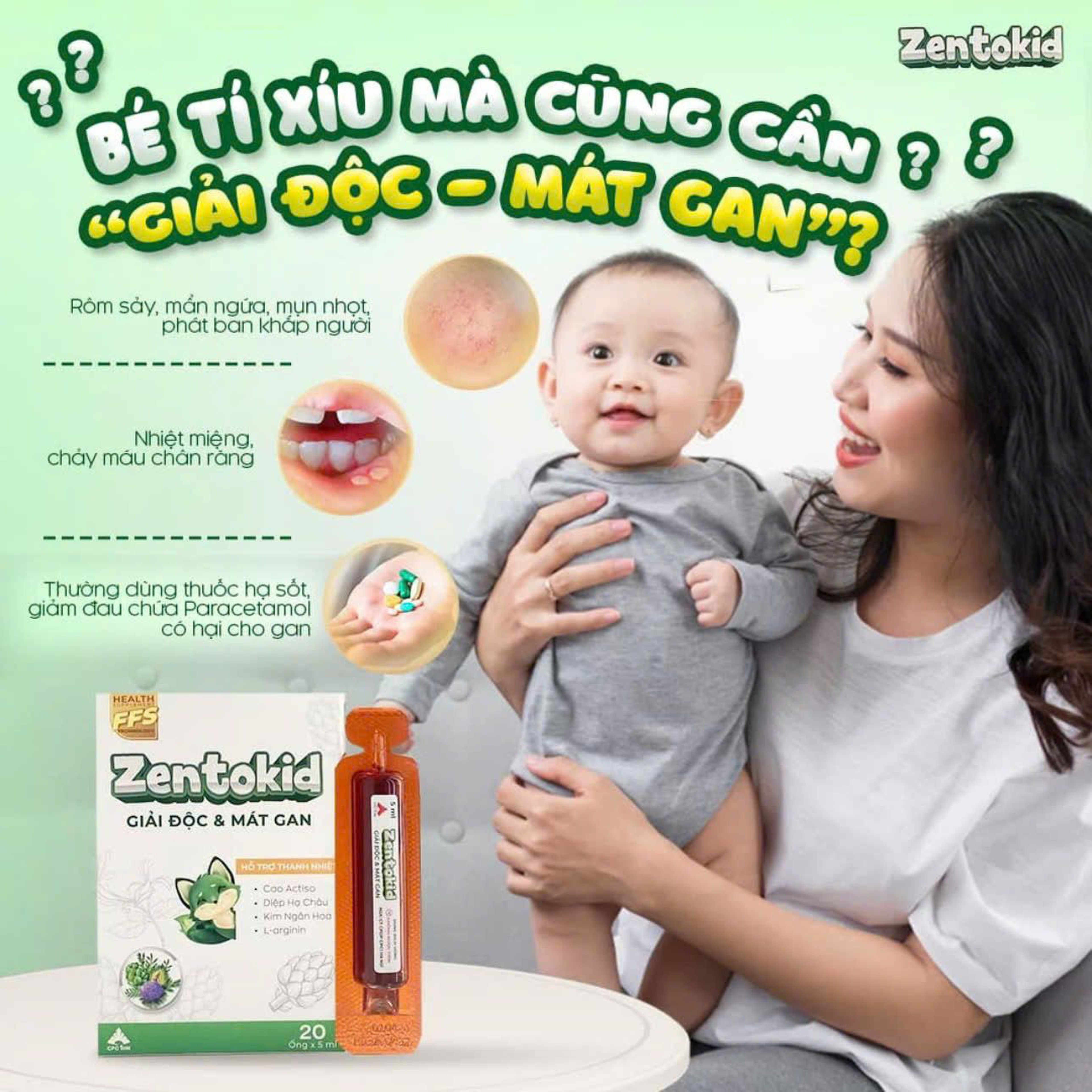 Siro Zentokid Hỗ Trợ Thải Độc, Thanh Nhiệt, Giảm Rôm Sẩy, Mẩn Ngứa Kích Thích Ăn Ngon, Tiêu Hoá Tốt Cho Bé (Hộp 4 vỉ x 5 ống)