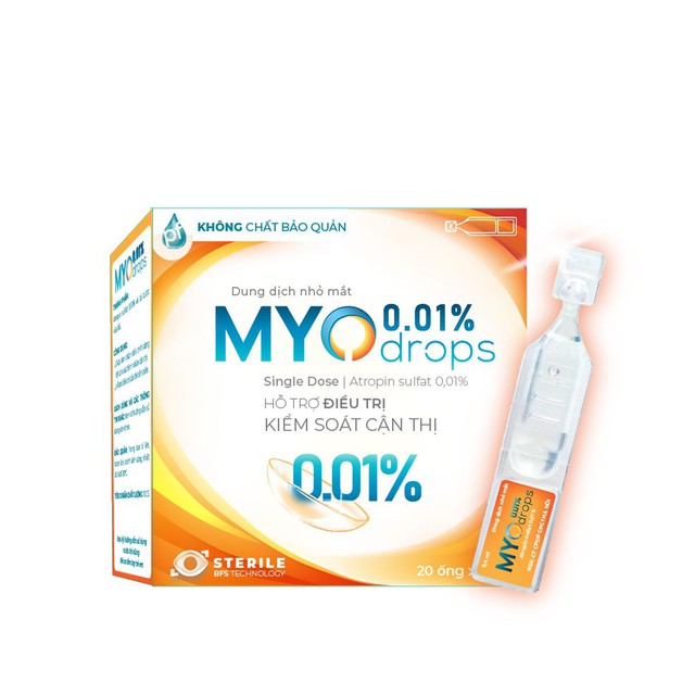 Dung dịch nhỏ mắt Myodrops 0,01% hỗ trợ làm chậm tiến trình tăng độ cận độ (hộp 4 vỉ x 5 ống x 0,4 ml)