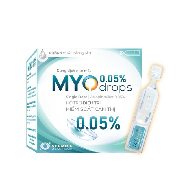Dung dịch nhỏ mắt Myodrops 0,05% làm chậm tiến trình tăng độ cận, bảo vệ thị lực (Hộp 4 vỉ x 5 ống 0,4 ml)