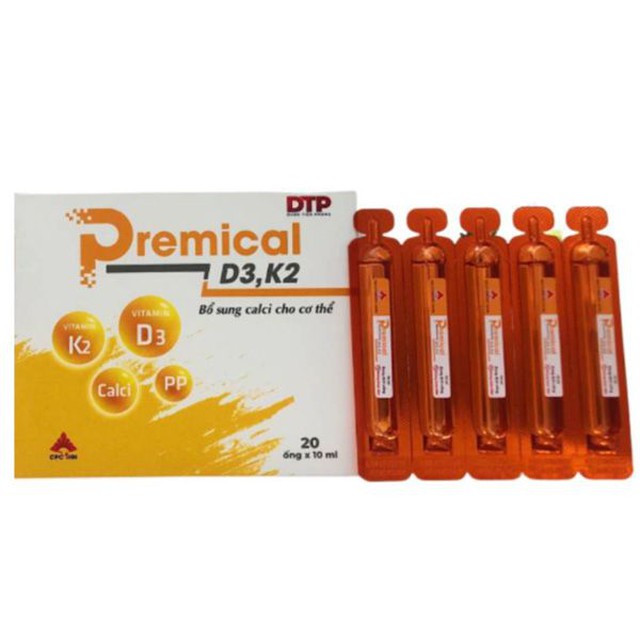 Dung dịch uống Premical D3K2 phòng loãng xương, chắc khoẻ xương (Hộp 4 vỉ x 5 ống 10ml)