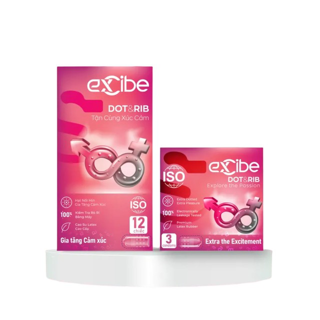 Bao cao su Excibe Dot&Rib siêu bảo vệ, tăng cảm giác (Hộp 3 cái)