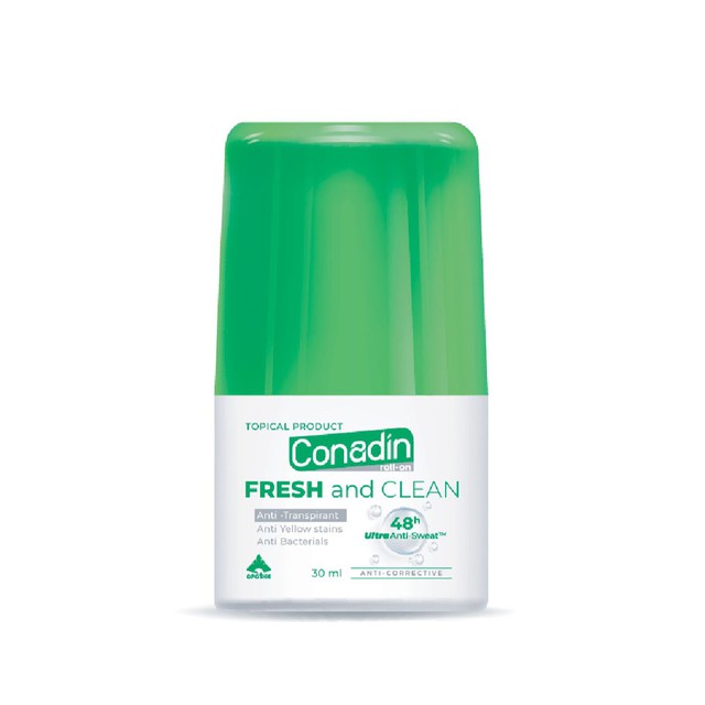 Lăn khử mùi Conadin roll-on Fresh and Clean Đặc trị hôi nách không xâm lấn (Hộp 1 lọ x 15ml, 30ml)