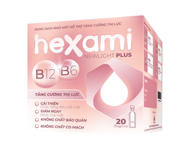 Nhỏ mắt Hexami Newlight Plus Eye Drops - Giảm Khô Mắt, Cải Thiện Điều Tiết & Bảo Vệ Mắt Trong Thời Đại Số (Hộp 4 Vỉ x 5 Tép)