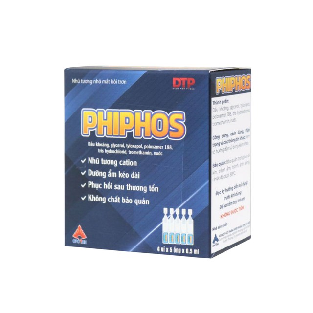 Nhũ tương nhỏ mắt Phiphos – Hỗ trợ điều trị khô mắt (Hộp 4 vỉ x 5 ống 0,5ml)