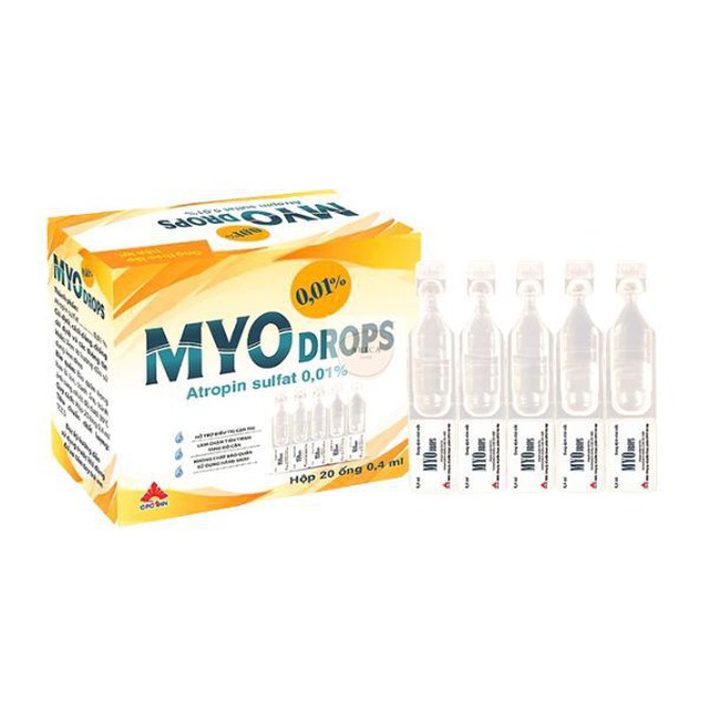 Dung dịch nhỏ mắt Myodrops 0,01% làm chậm tiến trình tăng độ cận ( hộp 4 vỉ x 5 ống x 0,4 ml )
