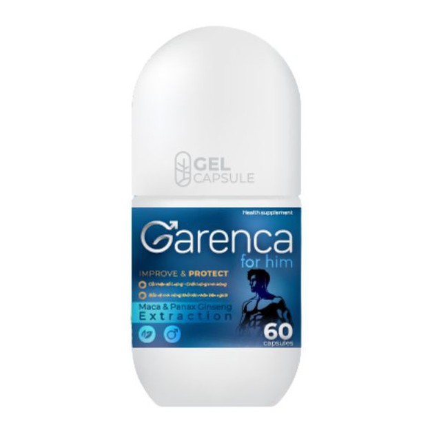 Viên uống bổ tinh Garenca for him tăng cường sinh lý cho nam giới, cải thiện chất lượng tinh trùng (Lọ 30 viên, 60 viên)