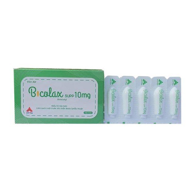 Viên đặt Bicolax Supp 10mg hỗ trợ điều trị táo bón (Hộp 5 viên)
