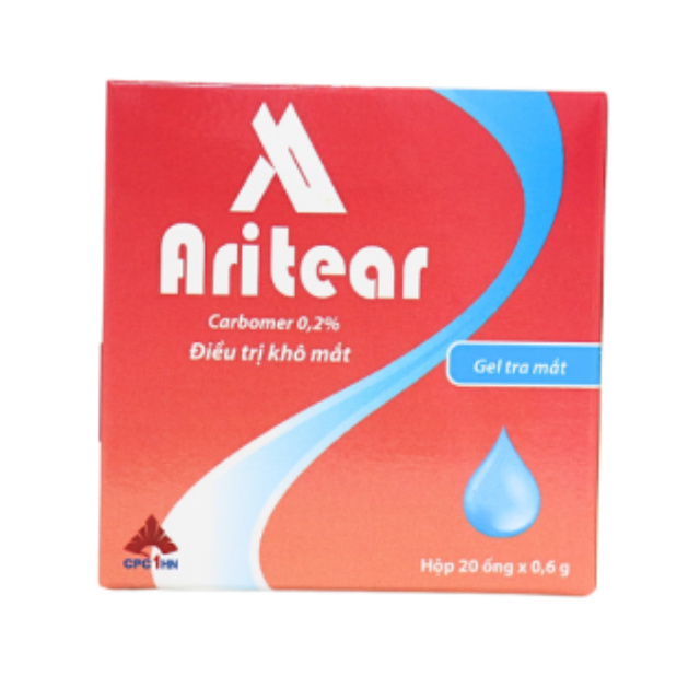 Nhỏ mắt AriTear Hết Khô, Dịu Mắt, Không Chất Bảo Quản (Hộp 20 ống x 0,6g)
