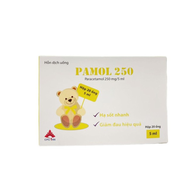 Thuốc Pamol 250 hạ sốt, giảm đau nhanh chóng (Hộp 4 vỉ x 5 ống)