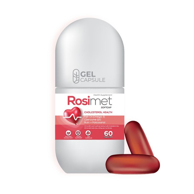 Viên Uống Rosimet Softcap Hỗ Trợ Giảm Mỡ Máu, Cải Thiện Đường Huyết, Tuần Hoàn Máu (Lọ 60 viên, 90 viên)