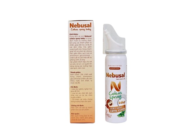 Xịt Mũi Nebusal Coleus Spray Baby 1.3% Vệ Sinh Mũi, Giảm Nghẹt Mũi & Sổ Mũi Hiệu Quả Cho Bé (Chai 50ml)